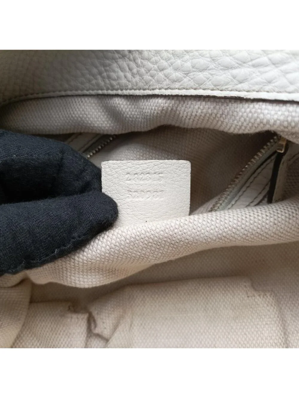 Gucci Bamboo Beige White Canvas Leather Shoulder Bag